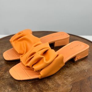 Sam Edelman Circus NY Sandals Wm 5.5 Janis Orange Faux Leather Slide